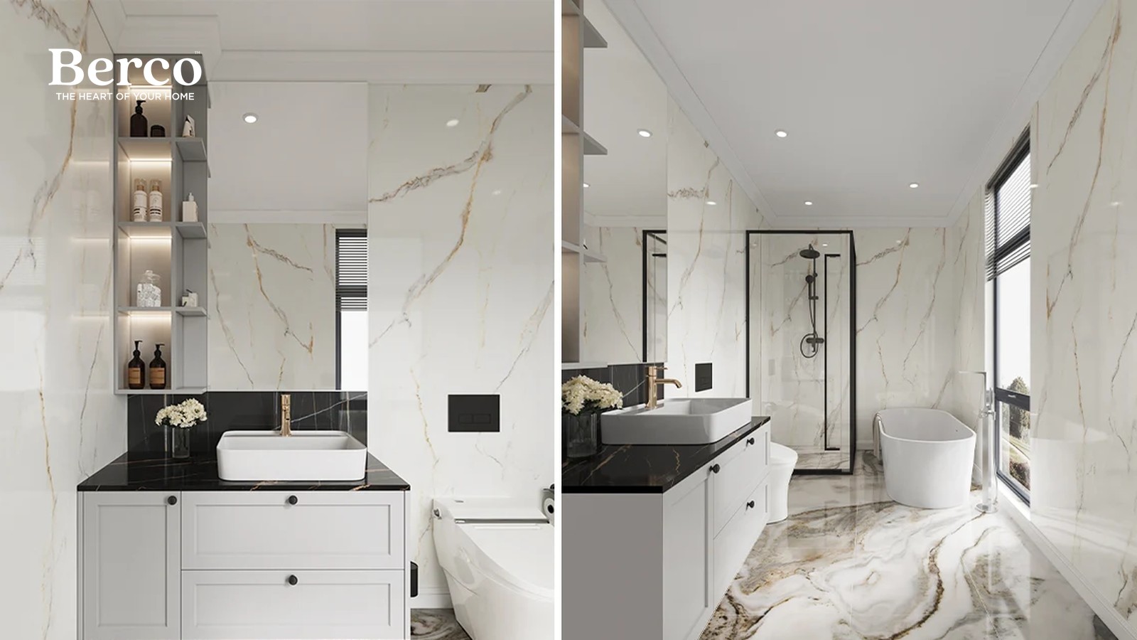 White Shaker Vanity, Black Stone Top — view 2