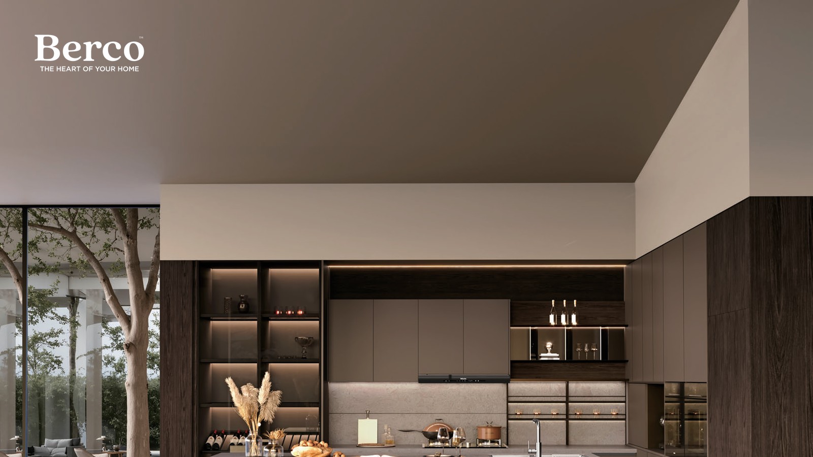 Custom kitchen cabinets with a walnut island in a Philippine home — Berco design reference