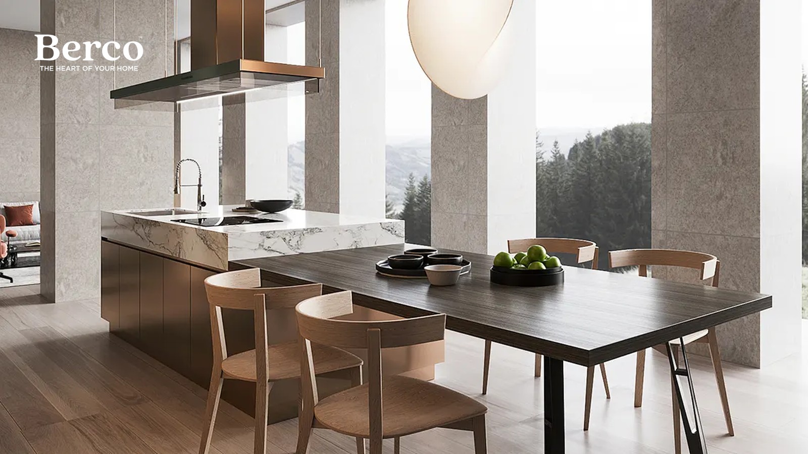 Grey-Stained Wood Wall With Marble Island — view 5