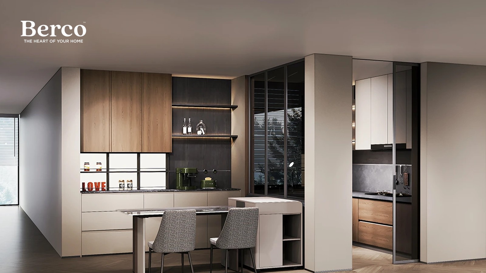 Oak And Cream Kitchen With Bar Seating — view 3