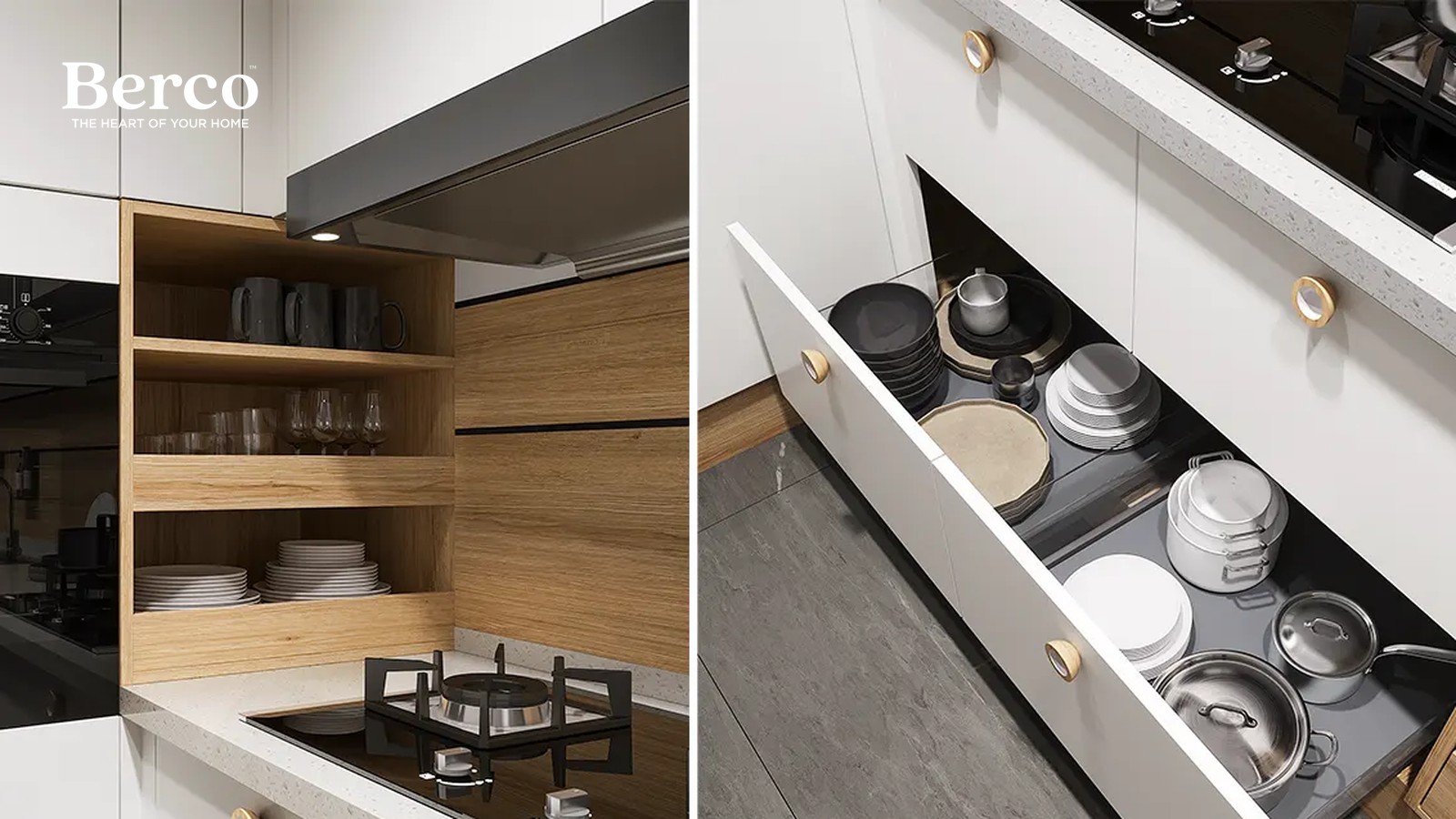 White And Oak Two-Tone Wall Kitchen — view 4