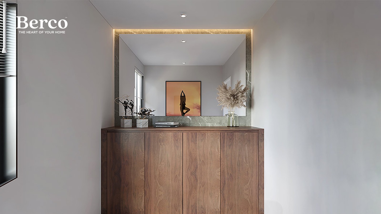 White Panels With Walnut and Dark Stone — view 2
