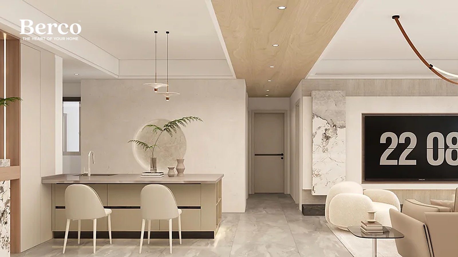 Cream Cabinetry With Oak-Lined Ceilings — view 2