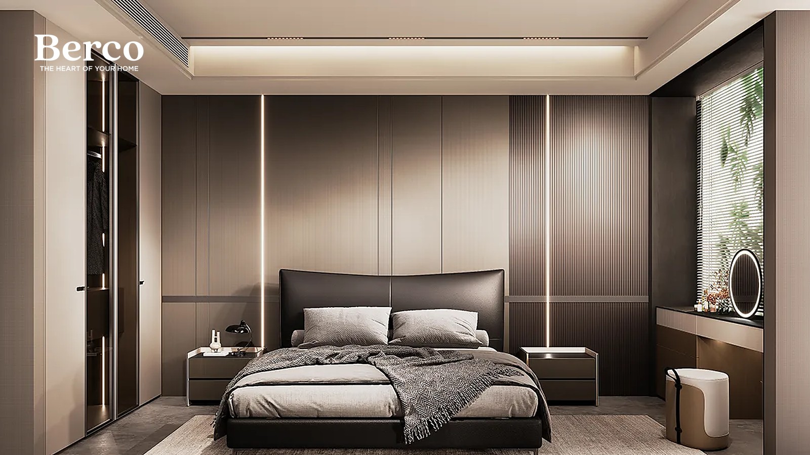 Warm Taupe Panels With Fluted Wood — view 2